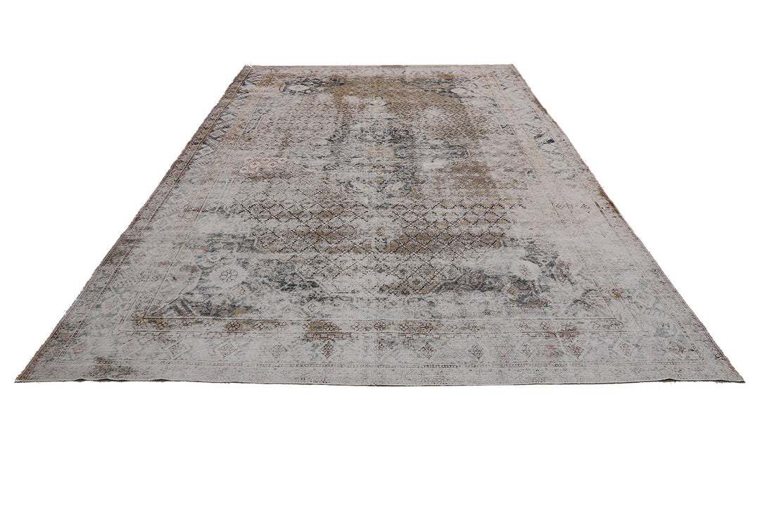 9'x13' Vintage Yarkand Rug | Samarkand Rug | Earth-Tone Geometrics