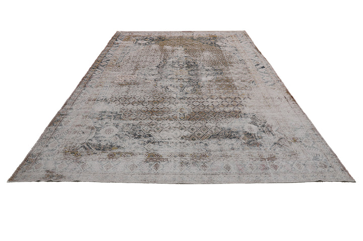 9'x13' Vintage Yarkand Rug | Samarkand Rug | Earth-Tone Geometrics