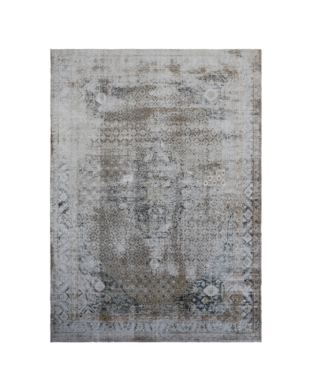 9'x13' Vintage Yarkand Rug | Samarkand Rug | Earth-Tone Geometrics