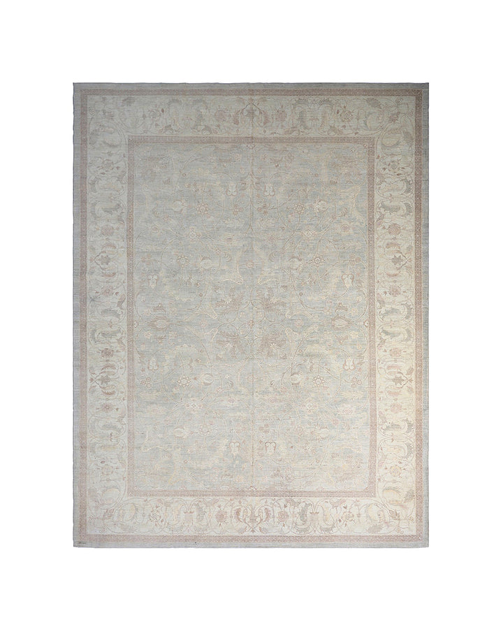 9'x13' fine silk and wool Polonaise design Ariana luxury area rug in grey, white, and red soft colors