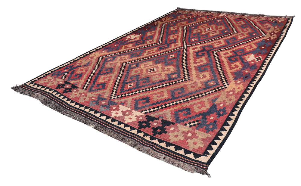Decorative rug with geometric pattern on a white background