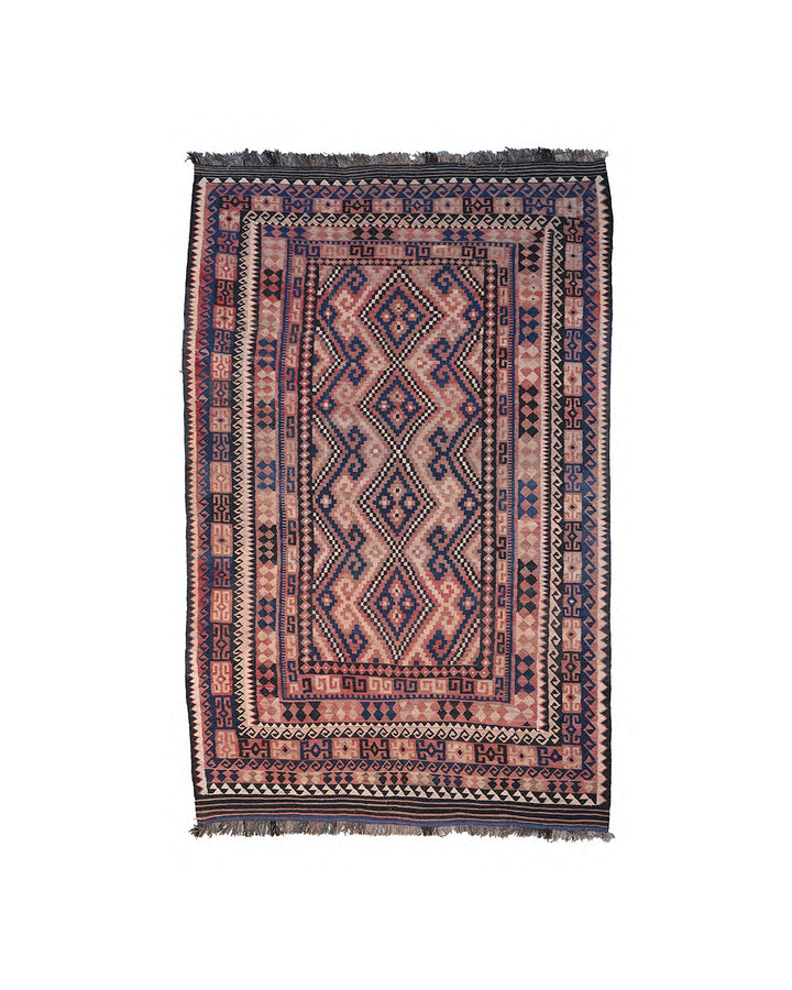 9x15 Vintage Afghan Maimana Kilim | Authentic Tribal Geometric Rug