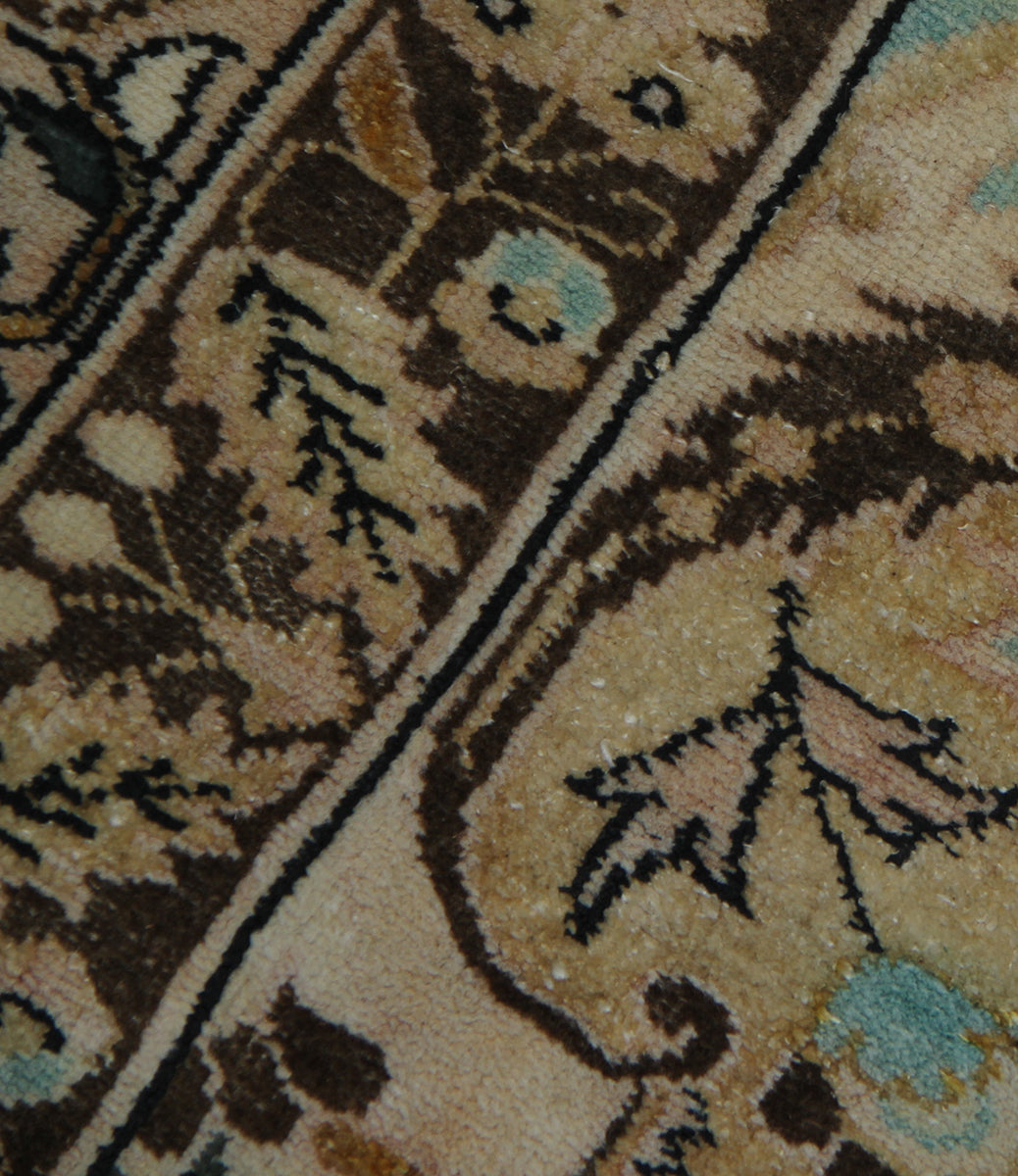 9x6 Fine Persian Design Silk Rug | Apricot & Blue Bell One-Of-A-Kind