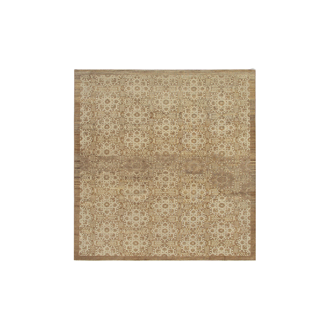 9'x8' Hand-Knotted Geometric Rug | Earth Tones| Organic Wool