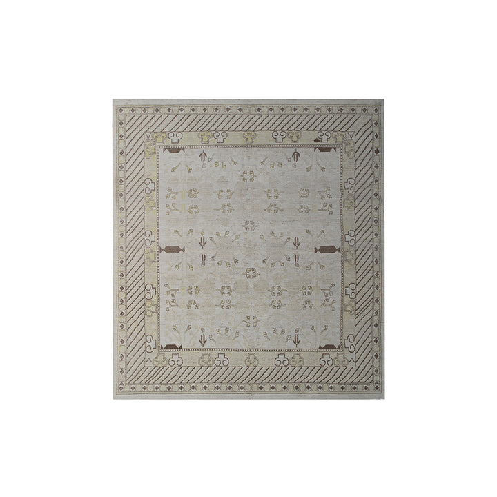 9'x9' Square Ariana Beige Brown Camel Samarkand Design Wool Large Size Area Rug