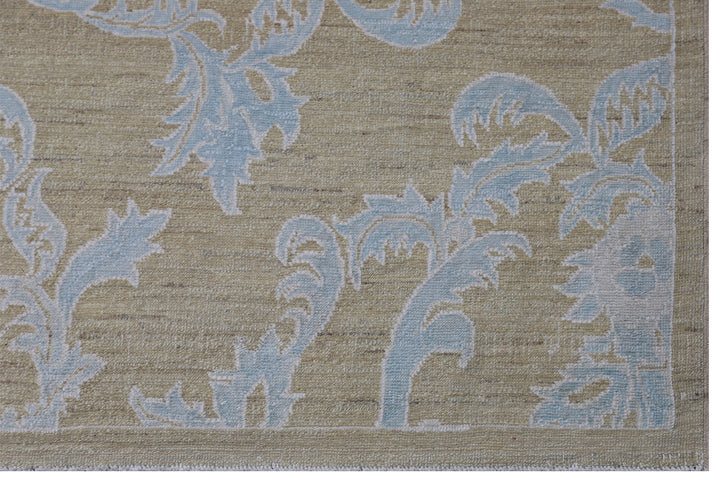 Square Wool Rug | Floral Beige Blue White Rug