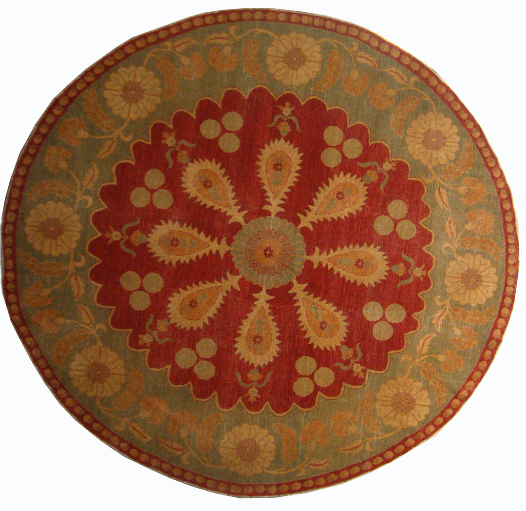 Red Round Traditional Rug | Ottoman Design Rug