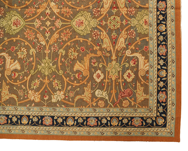 Close-up of an ornate rug with intricate patterns and colors.