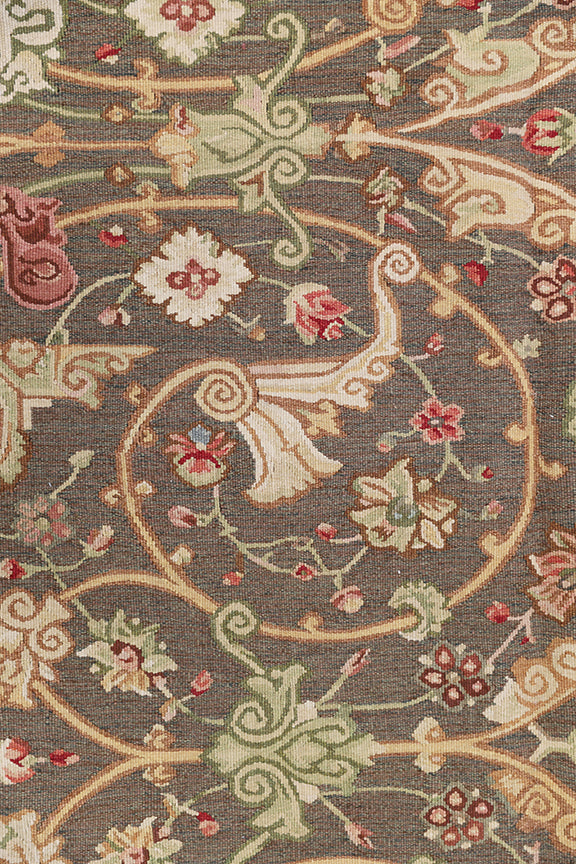 9'x9' Square Aubusson | Handwoven Rug | Floral Area Rug