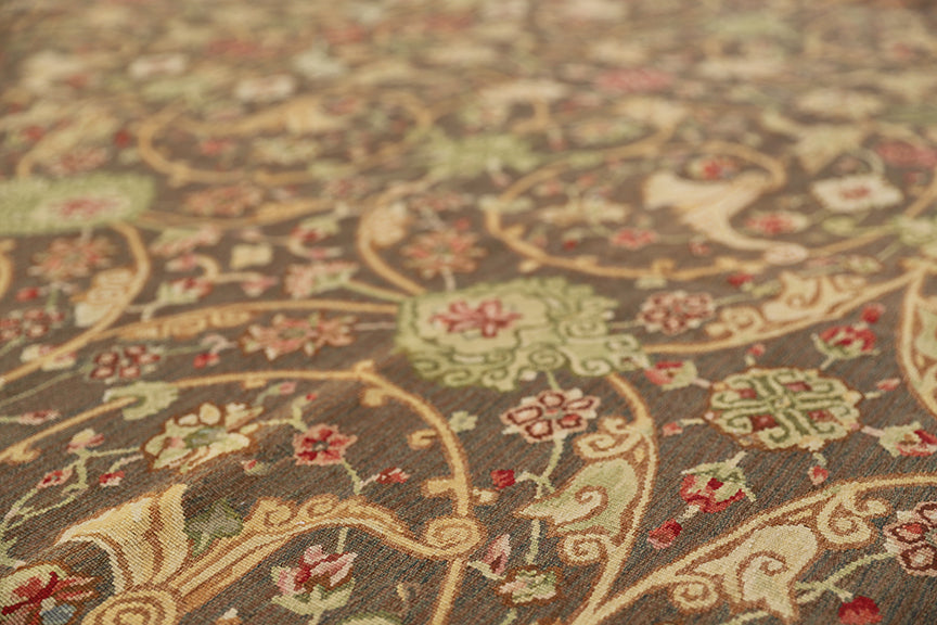 9'x9' Square Aubusson | Handwoven Rug | Floral Area Rug