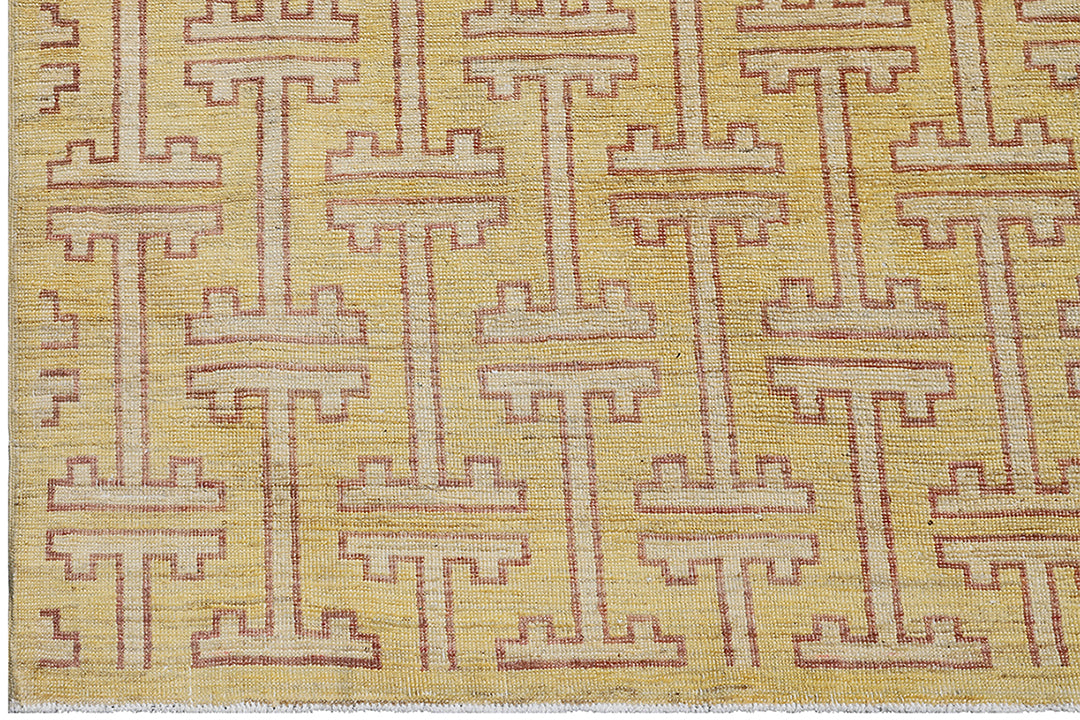 6x9 Ariana Geometric Transitional Rug | Gold & Brown Organic Wool