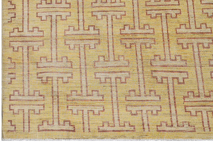 6x9 Ariana Geometric Transitional Rug | Gold & Brown Organic Wool