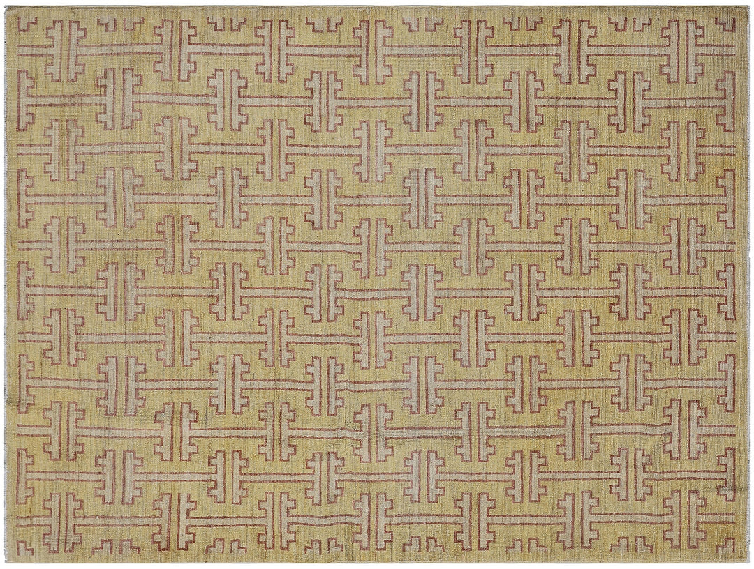 6x9 Ariana Geometric Transitional Rug | Gold & Brown Organic Wool
