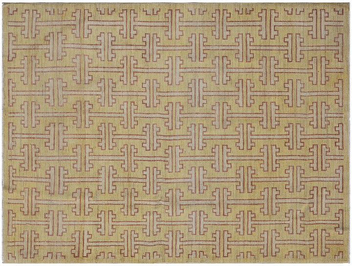 6x9 Ariana Geometric Transitional Rug | Gold & Brown Organic Wool