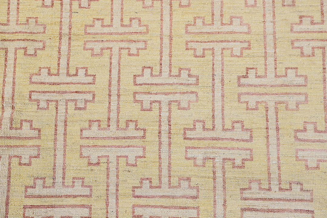 6x9 Ariana Geometric Transitional Rug | Gold & Brown Organic Wool