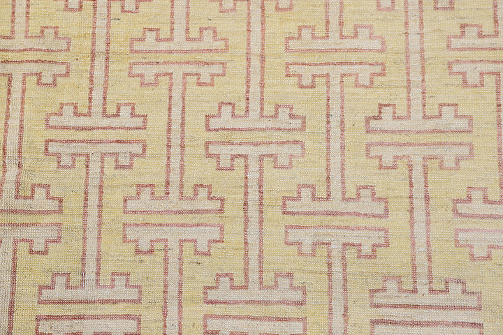 6x9 Ariana Geometric Transitional Rug | Gold & Brown Organic Wool