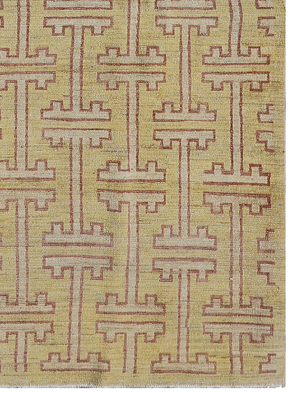 6x9 Ariana Geometric Transitional Rug | Gold & Brown Organic Wool