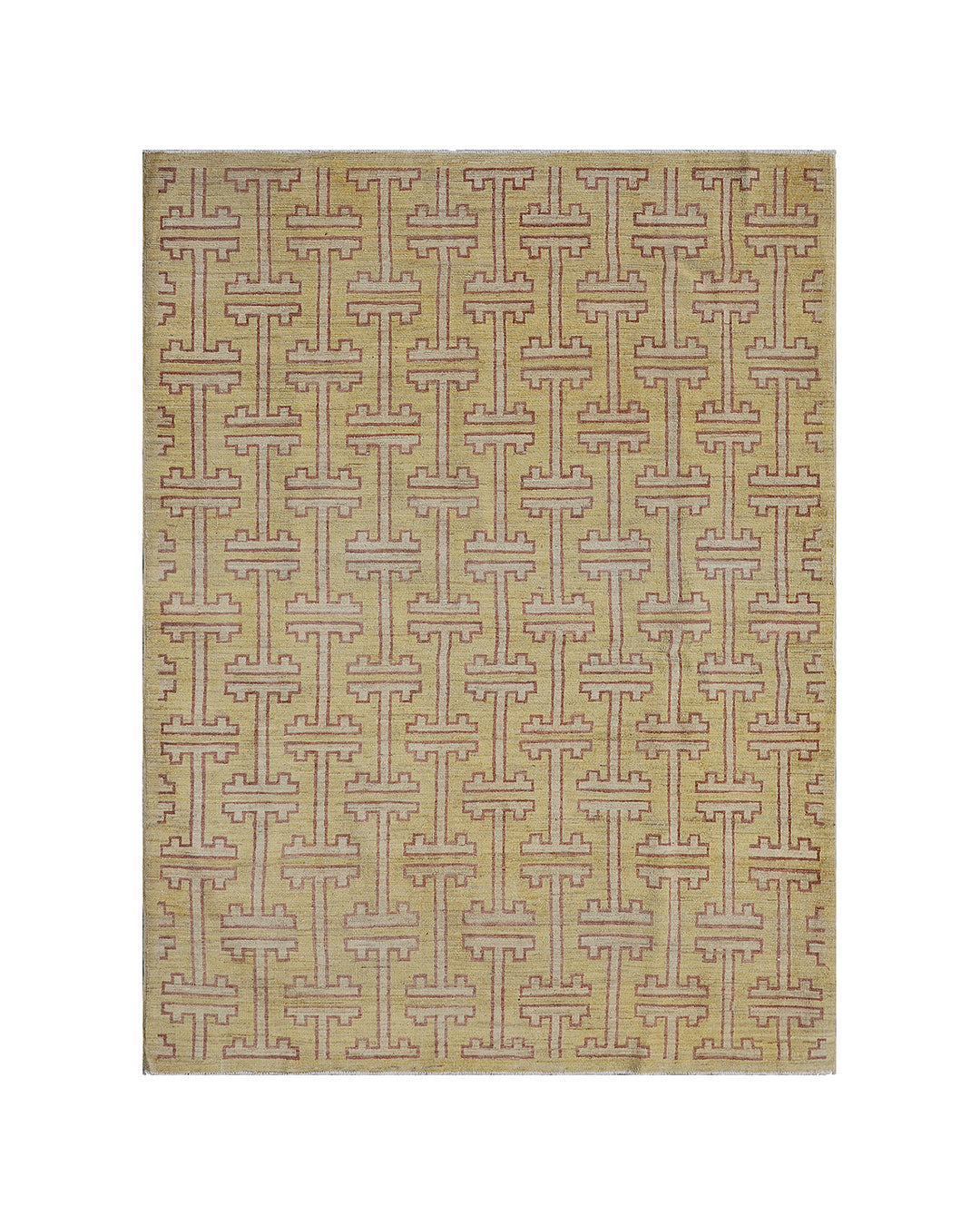 6x9 Ariana Geometric Transitional Rug | Gold & Brown Organic Wool