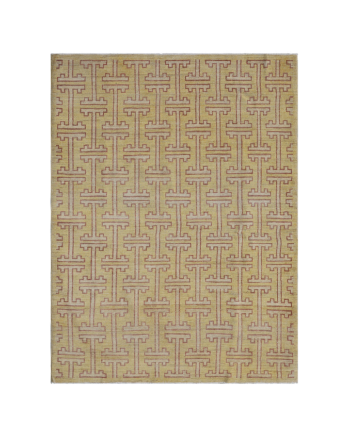 6x9 Ariana Geometric Transitional Rug | Gold & Brown Organic Wool