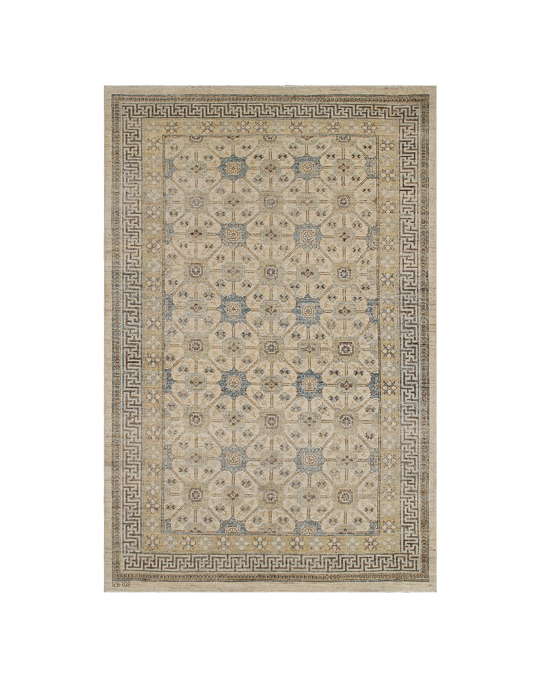 6x9 Ariana Samarkand Geometric Rug | Khotan Design Ivory & Gold