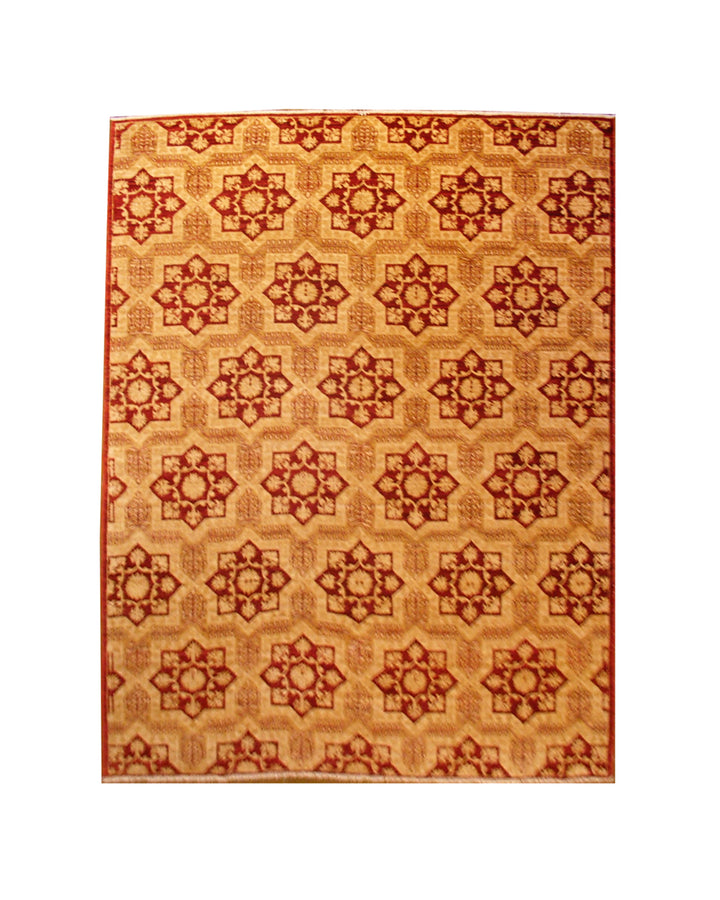 Genuine Ariana Traditional Red and Gold Geometric Hand Knotted Rug