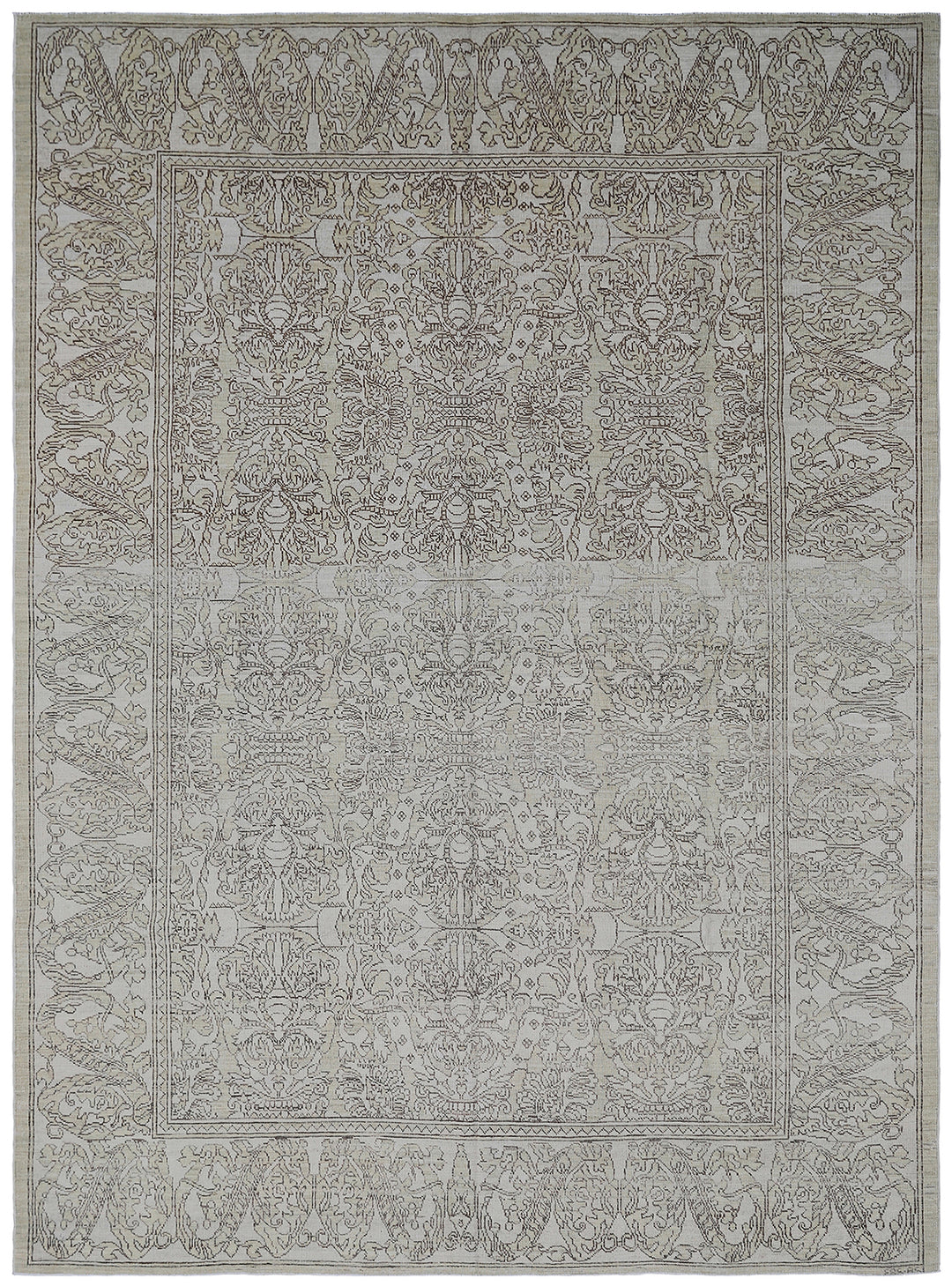 6x9 Ariana Transitional Spanish Rug | Aqua Blue & Brown Wool