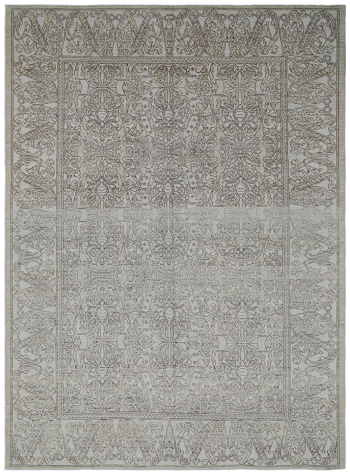 6x9 Ariana Transitional Spanish Rug | Aqua Blue & Brown Wool