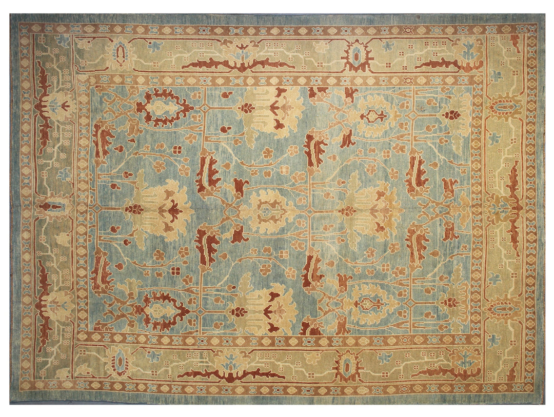 16'x11' Ariana Ushak Hand-Knotted Wool Rug | William Morris Arts &amp; Crafts Style