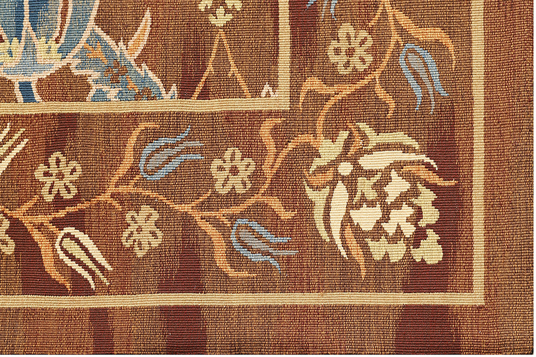 Handwoven brown Ottoman‑design Aubusson kilim crafted from high‑quality wool by skilled artisans. Large luxury flatweave rug from the Ariana Kilim Collection.