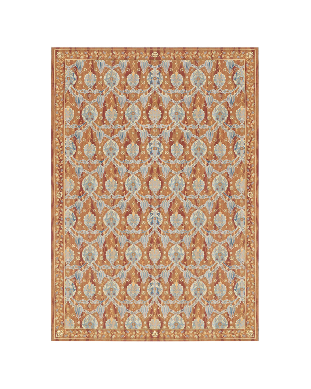 Large handwoven wool kilim in brown, blue, and ivory with Ottoman design. Luxury 12×18 flatweave rug from the Ariana Kilim Collection.