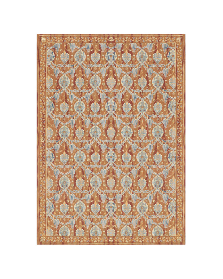 Large handwoven wool kilim in brown, blue, and ivory with Ottoman design. Luxury 12×18 flatweave rug from the Ariana Kilim Collection.