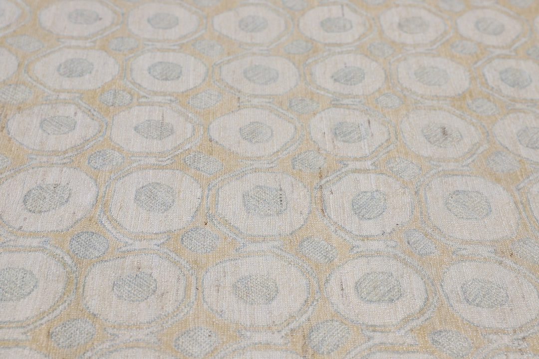 Ariana Modern Circular Design Soft Yellow Blue Cream Rug