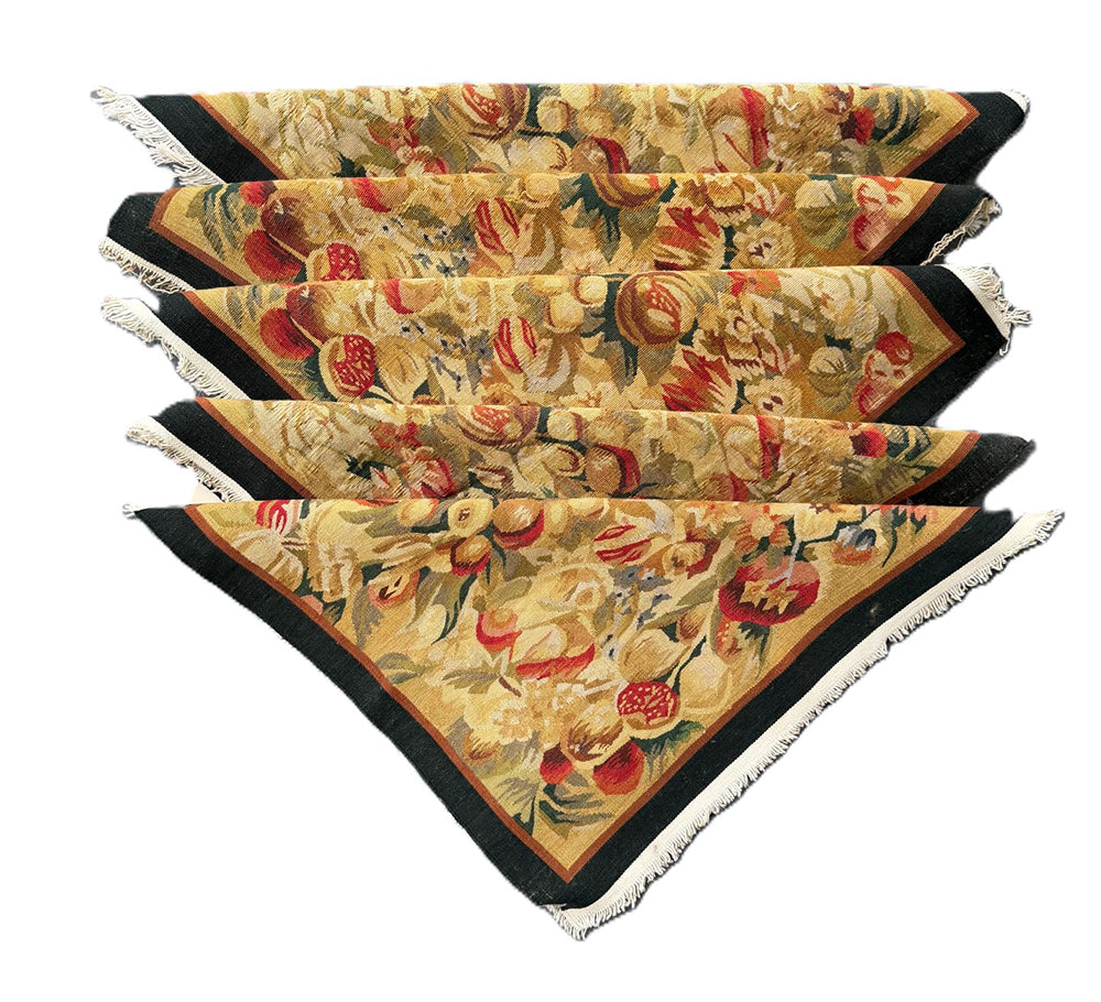 Luxury Silk & Wool Handwoven Tapestry - 16"x17" Aubusson Weave