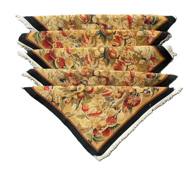 Luxury Silk & Wool Handwoven Tapestry - 16"x17" Aubusson Weave