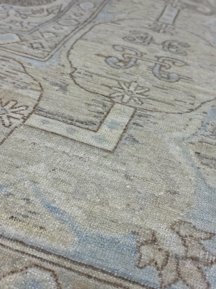 9'x12' Ariana Traditional Sultanabad Design Geometric Beige Blue Brown Rug