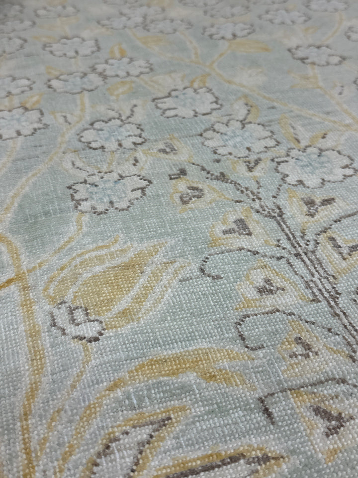 9'x12' Ariana Transitional Floral Blue Cream Brown Modern Rug