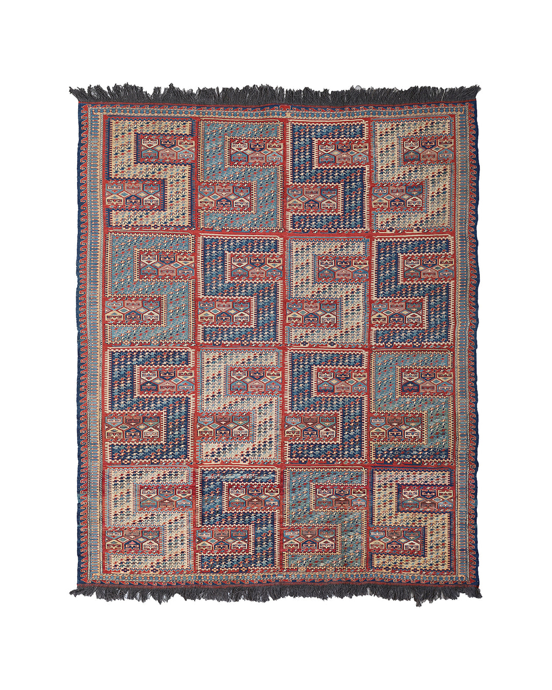6x8 Geometric Sileh Design Wool Soumak Rug