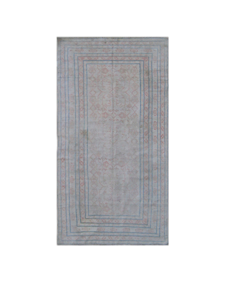 Collectible Antique Japanese Hand-Knotted Blue and White Rug