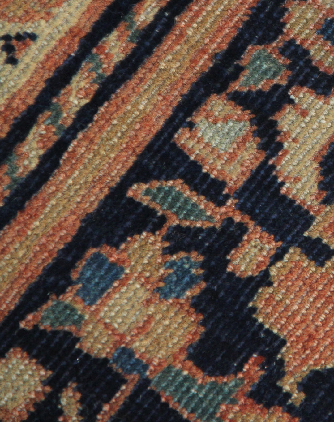 16'4" x 12'2" Antique Persian Farahan hand-knotted wool area rug in rust, navy, and white colors featuring fine antique weaving details.