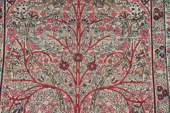 19th-century antique Persian Kermanshah rug depicting a detailed directional Tree of Life pictorial design in fine hand-knotted wool