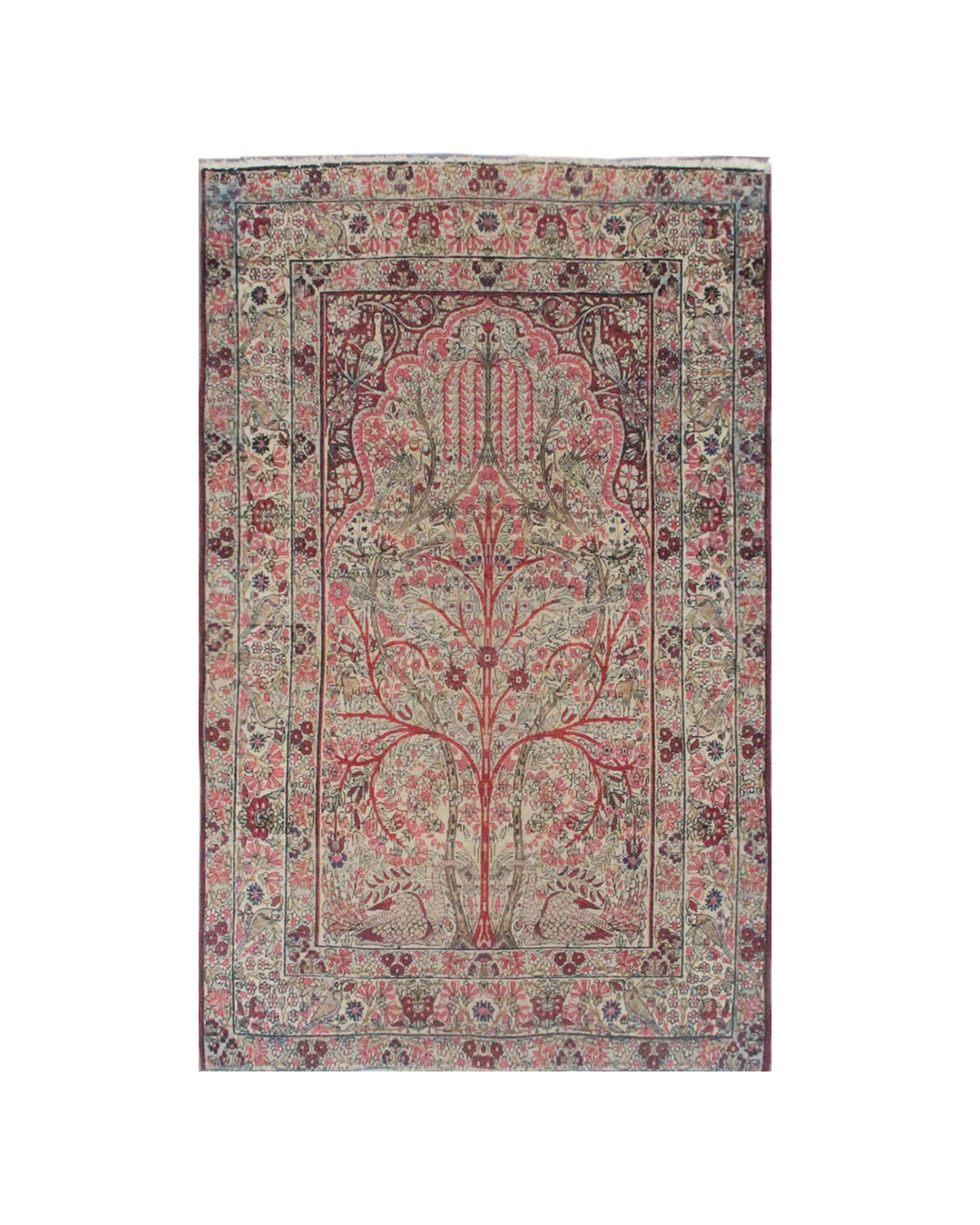 19th-century antique Persian Kermanshah rug depicting a detailed directional Tree of Life pictorial design in fine hand-knotted wool