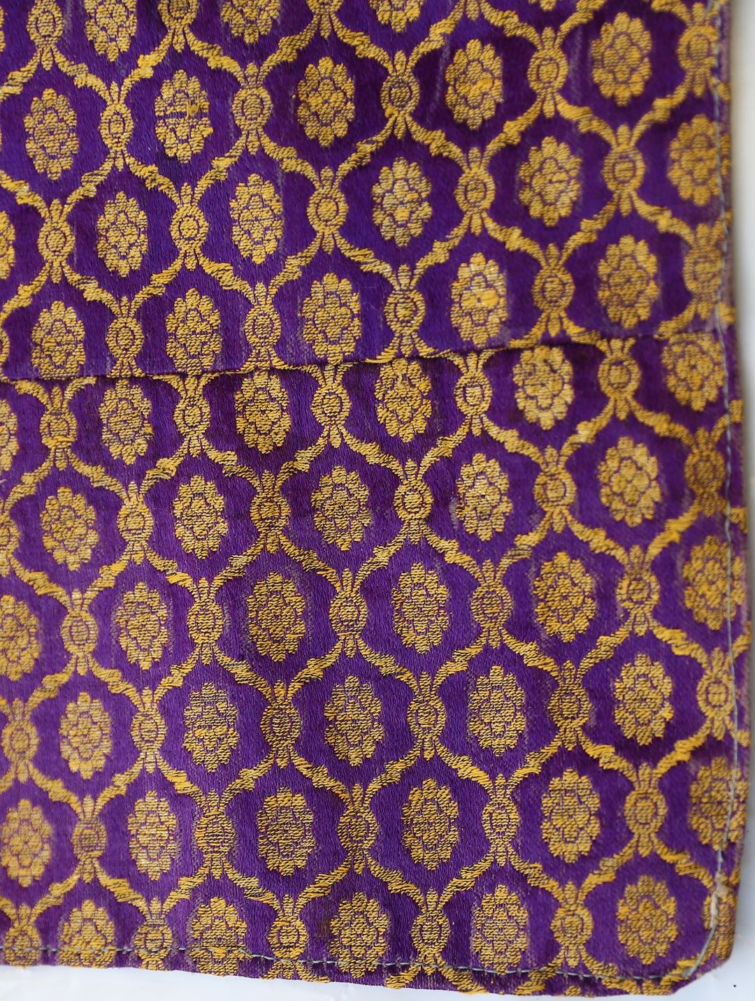 Antique Indian Silk Brocade Textile | Purple | Gold