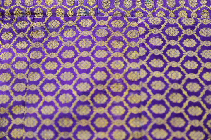 Antique Indian Silk Brocade Textile | Purple | Gold