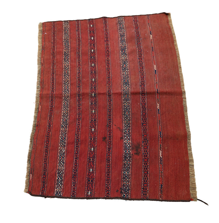Antique Turkman Juwal | Handwoven Soumak & Kilim Weave | Geometric Tribal Design