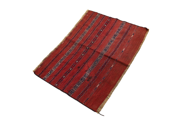 Antique Turkman Juwal | Handwoven Soumak & Kilim Weave | Geometric Tribal Design