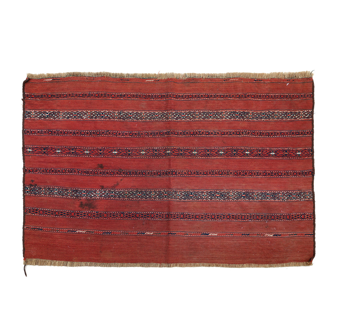 Antique Turkman Juwal | Handwoven Soumak & Kilim Weave | Geometric Tribal Design