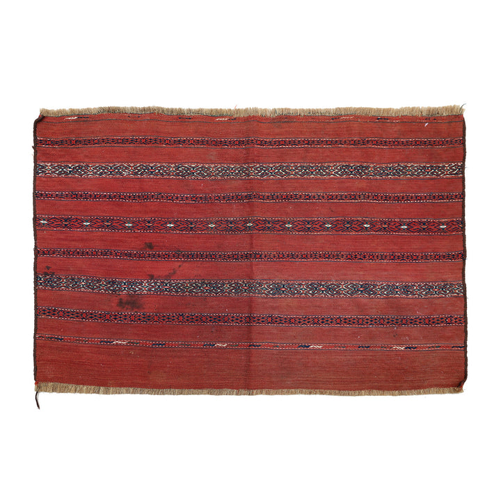 Antique Turkman Juwal | Handwoven Soumak & Kilim Weave | Geometric Tribal Design