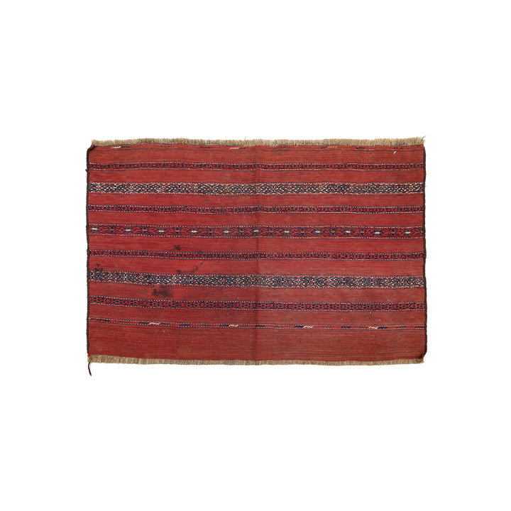 Antique Turkman Juwal | Handwoven Soumak & Kilim Weave | Geometric Tribal Design