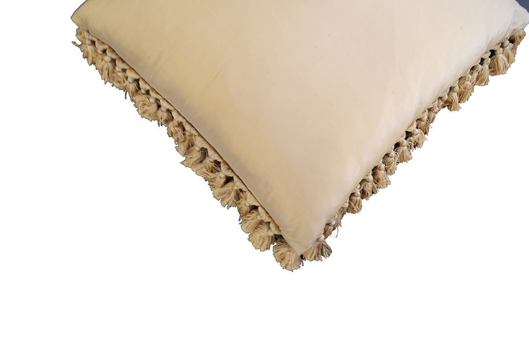 Handwoven 21x22 brown and tan floral Aubusson style wool kilim throw pillow cover by Ariana Rugs