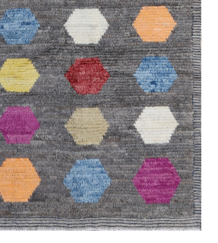 Ariana Rugs Barchi Collection Hand-Knotted Moroccan Style Hexagon Wool Rug
